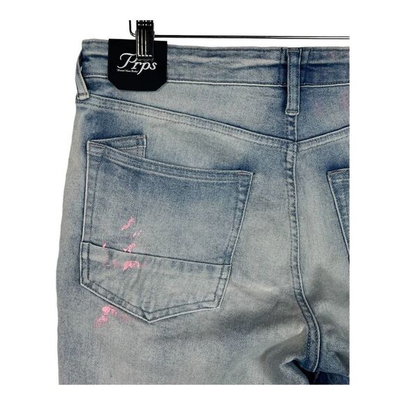 New PRPS Le Sabre Men US 31 Light Wash Jeans Ripped Bleached Slim Fit Casual - Picture 9 of 13